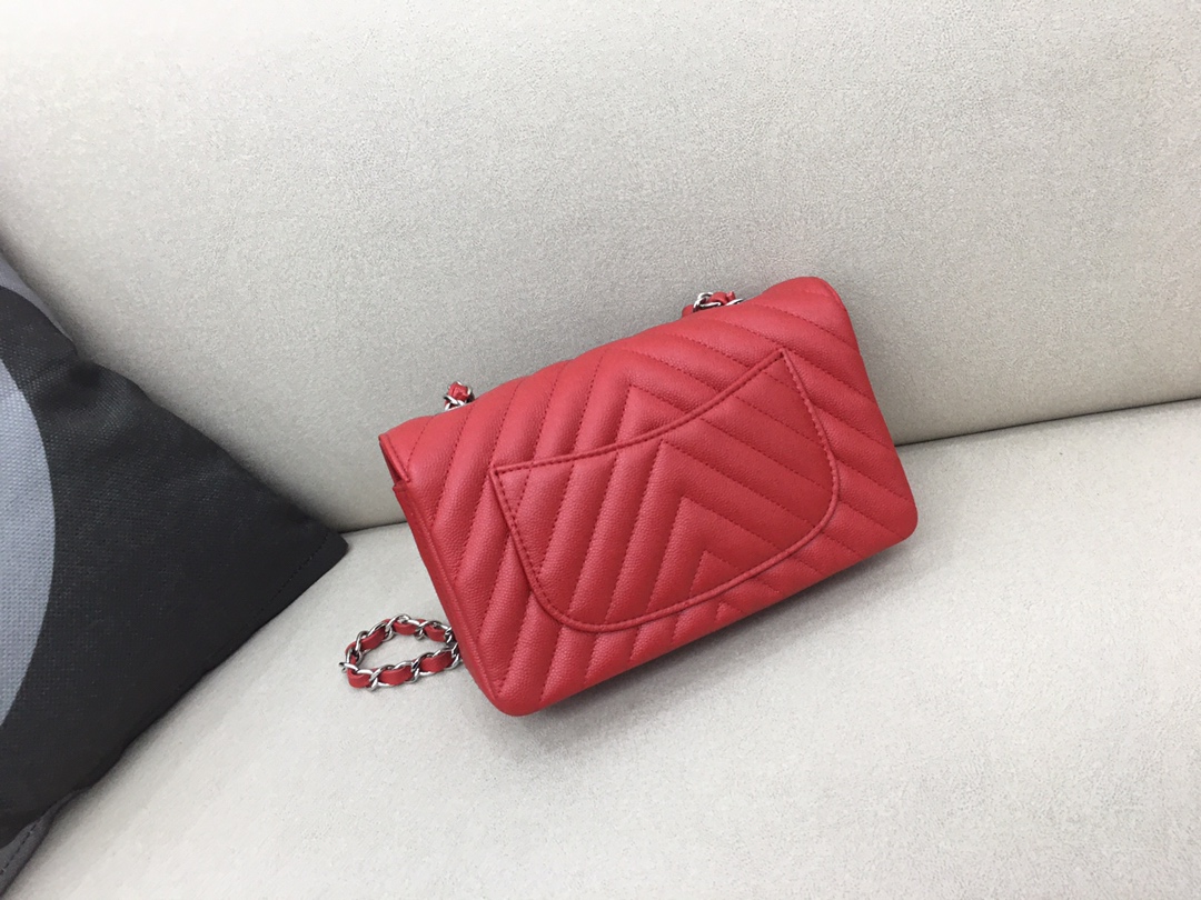 Small Classic Flap Caviar Bag A01116 Red/Silver